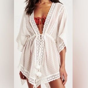 Abercrombie & Fitch White Dotted Swimsuit Cover Up